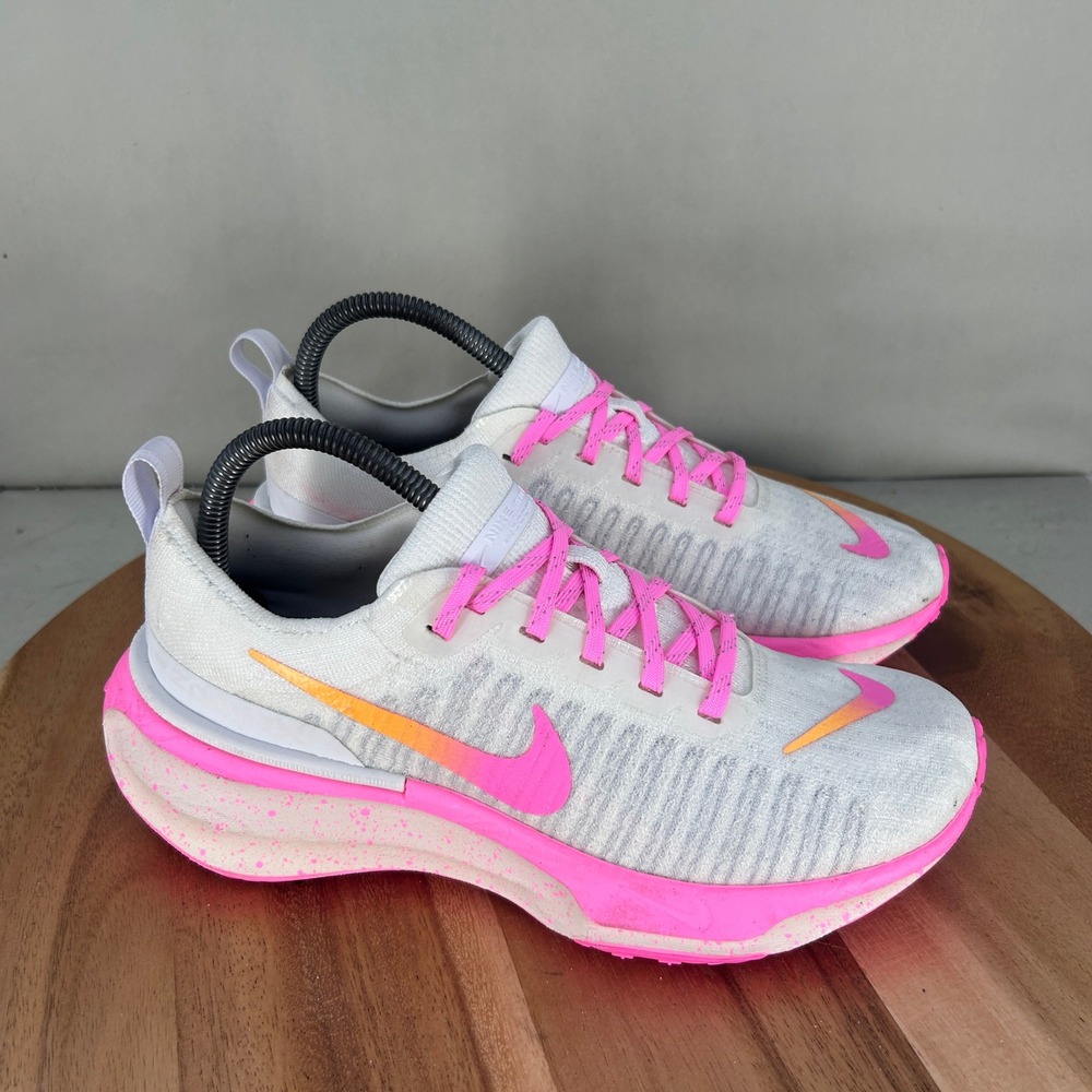 Nike Invincible 3 White Pink Orange Running Shoes DX5051-100 Womens 8.5 Cushion